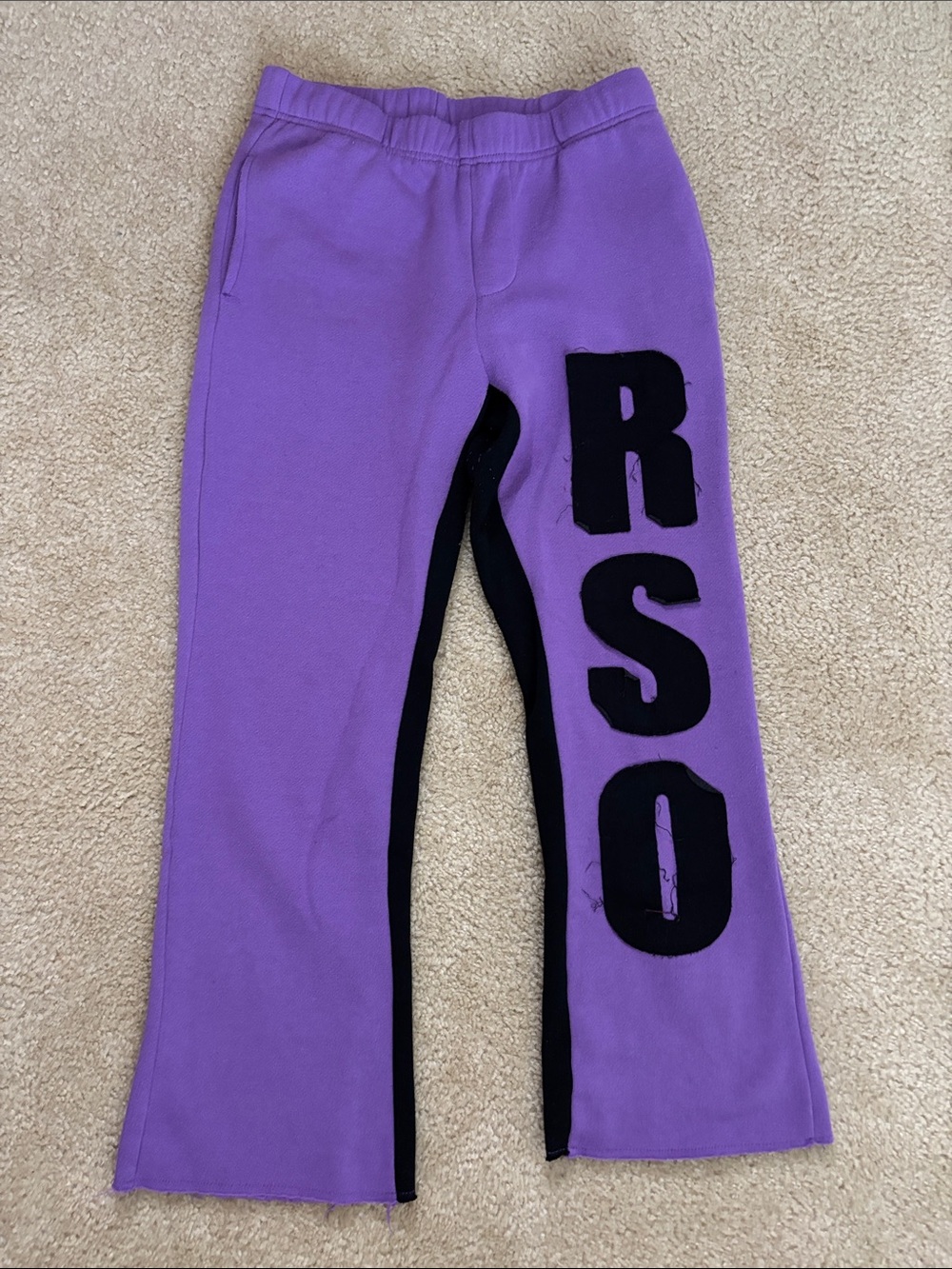Kids Purple Fleece Joggers with Black Lettering